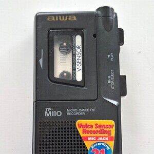 Aiwa TP-M110 Handheld Microcassette Recorder Voice Activated 2-Speed EXT MIC
